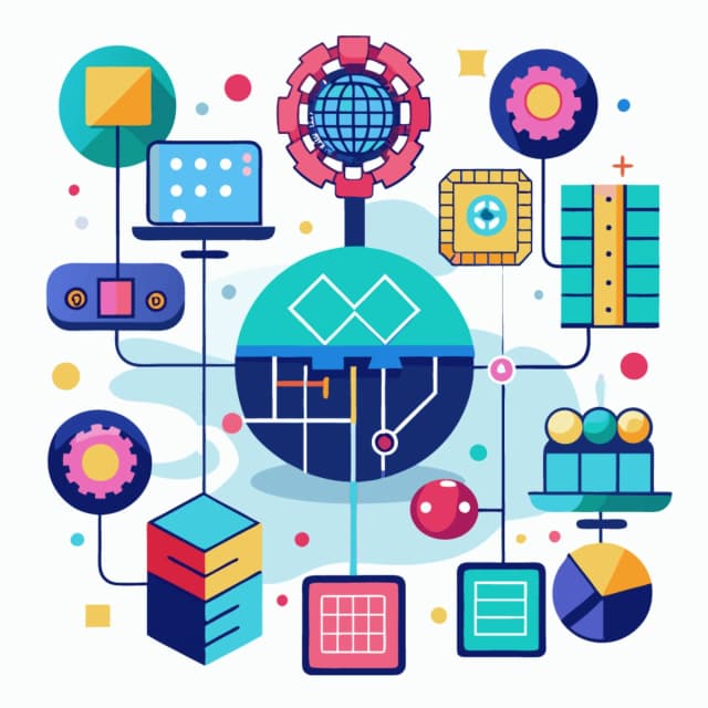 Illustration of teamwork and workflow management, highlighting collaboration and process organization, representing Atlassian Compass.