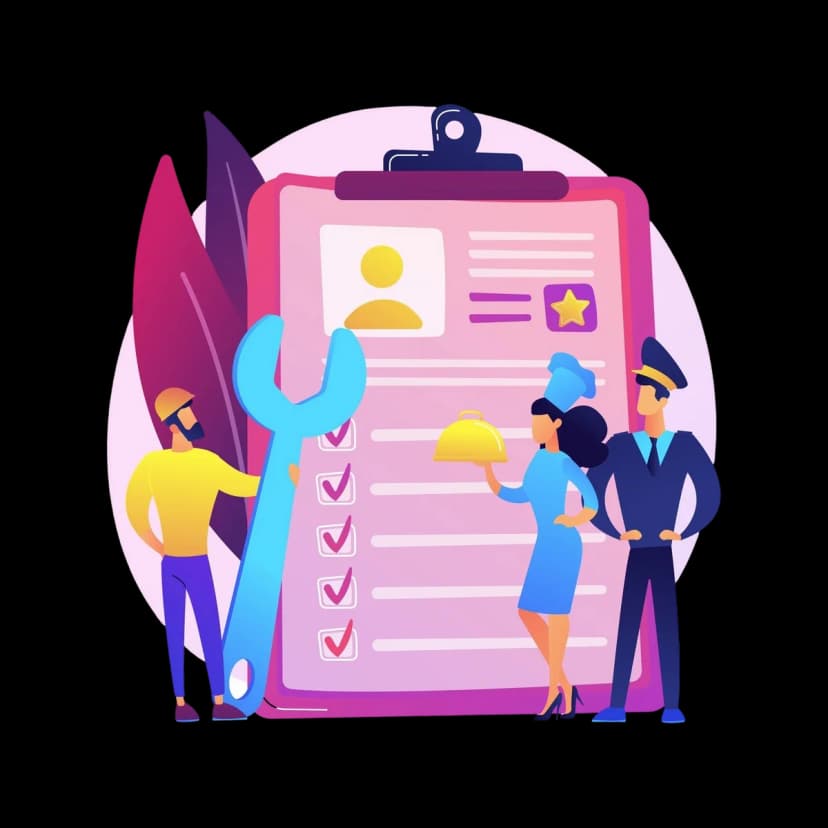 Service team checking SLA tasks and compliance on a checklist.