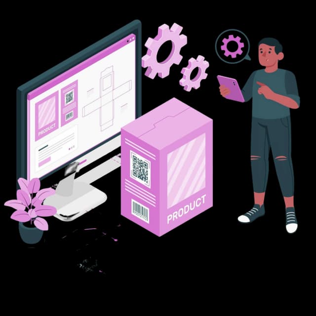 Developer reviewing product microservice structure on screen.