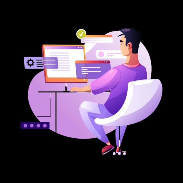 Developer working at a desktop with multiple UI elements – symbolizing improved developer experience through unified tools and streamlined workflows.