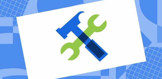 Illustration of a blue hammer and green wrench crossed over each other, symbolizing tools or system maintenance.