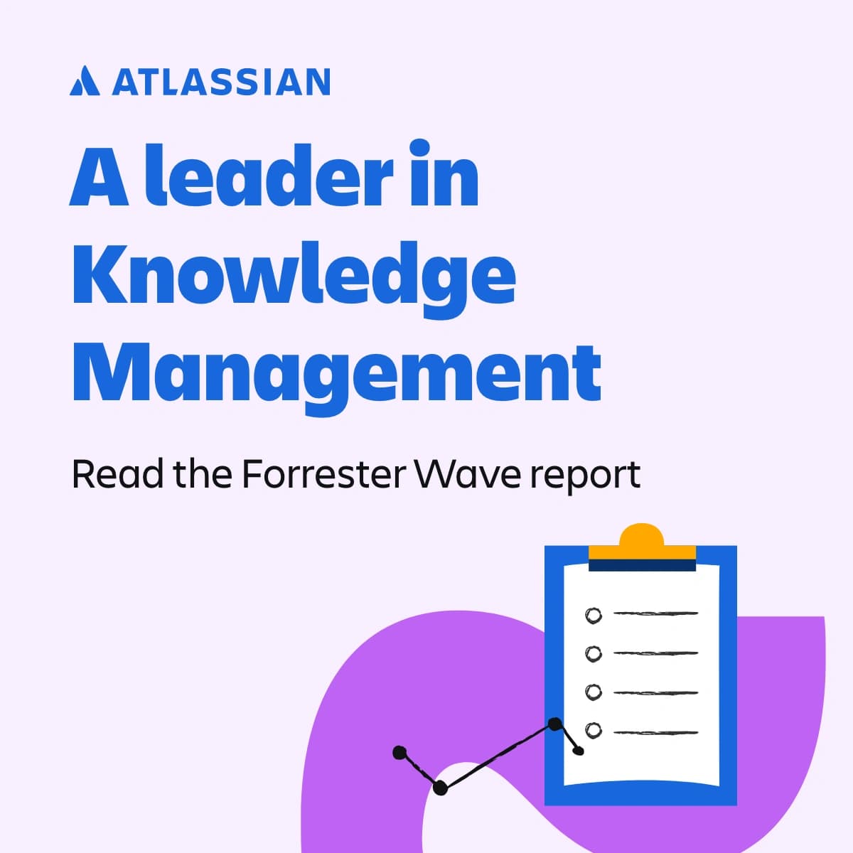 Atlassian banner stating A leader in Knowledge Management Read the Forrester Wave report with a clipboard graphic