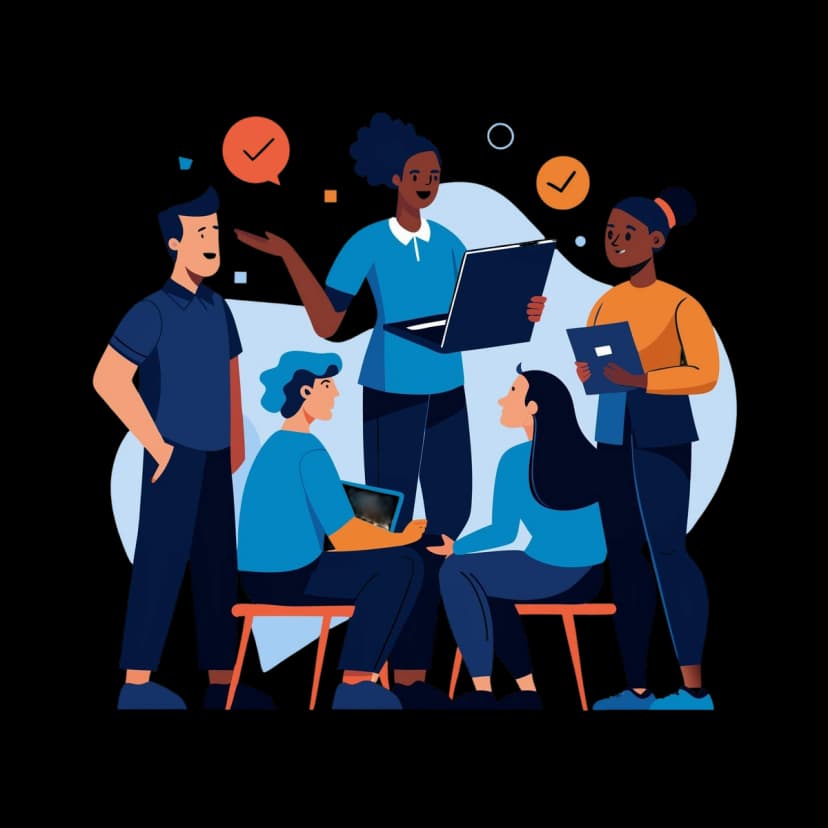 Team members working closely together to finish the project.