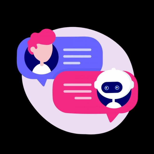 Human and chatbot exchanging messages in a digital chat interface.