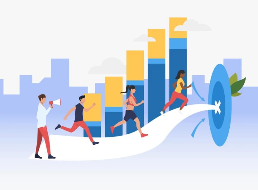 An illustration showing task planning, deadlines, and progress tracking using a calendar and checklist.