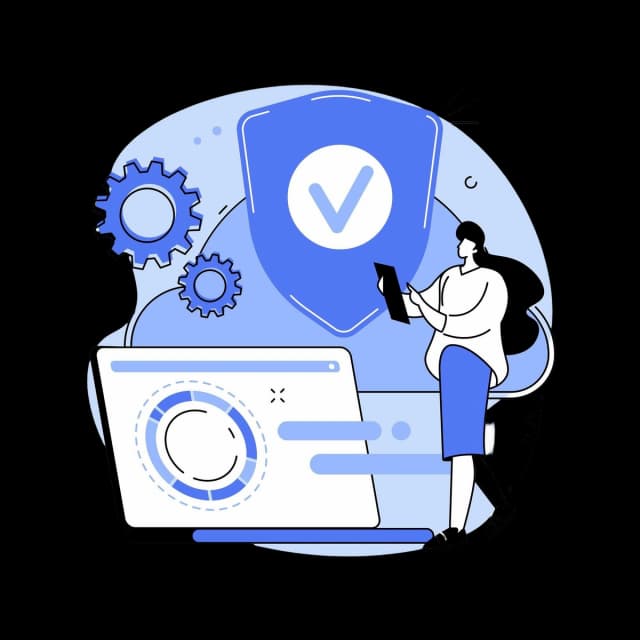 Illustration of compliance automation and system reliability for financial software development.