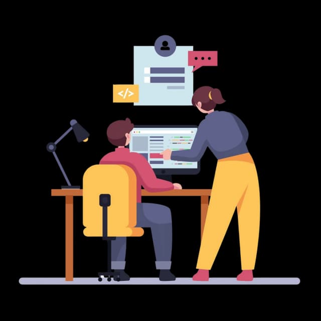 Developer working on a displayed dashboard of a product development.