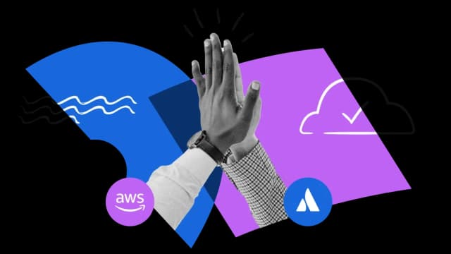 AWS and Atlassian partnership handshake symbolizing collaboration on AWS Marketplace.