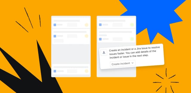 Stylized Jira interface with prompt to create a new incident for faster resolution.