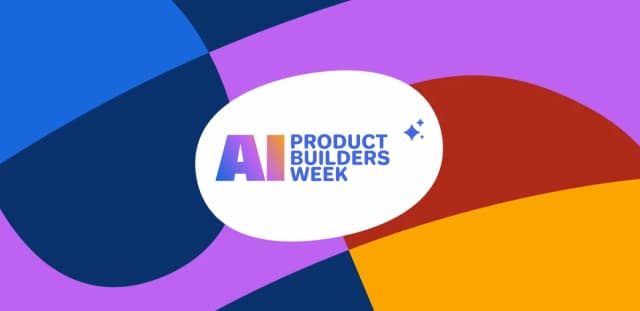 AI Product Builders Week logo on colorful abstract background.