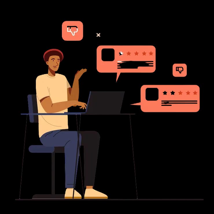 Person working on laptop with status notifications