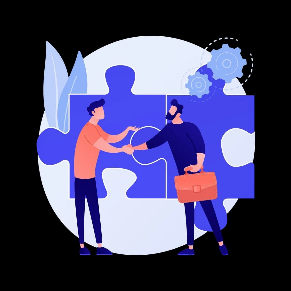 Business partnership illustration showing collaboration and solution alignment