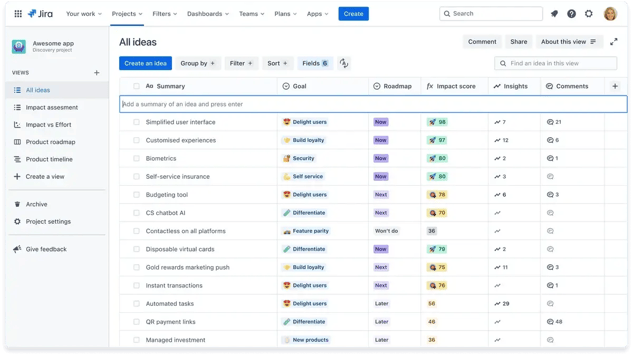 Capturing ideas in Jira Product Discovery