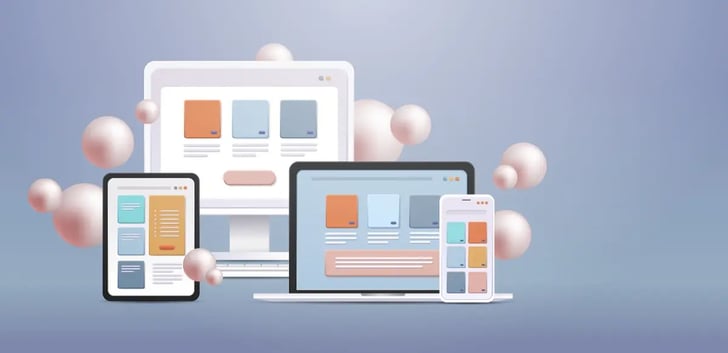 A trio of connected devices - laptop, tablet, and phone - enveloped in a digital dream, suggesting seamless interaction and boundless possibility.