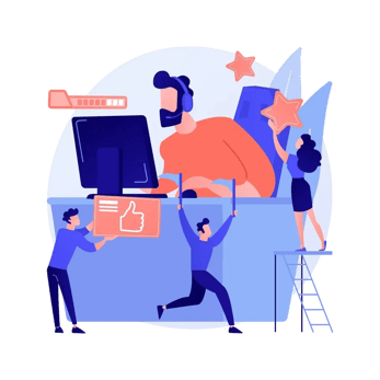 Illustration of a developer coding on a desktop computer.