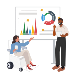 Abstract illustration of an AI assistant integrated with workflow charts and team collaboration.