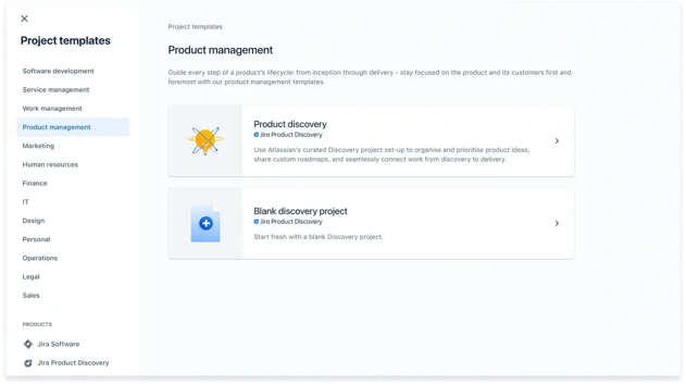 Project template in Jira Product Discovery