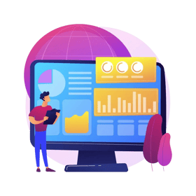 Executive viewing a project portfolio dashboard on a screen.