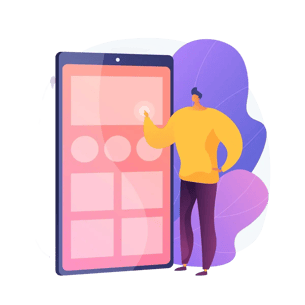 Illustration of various app logos connected together in one platform.