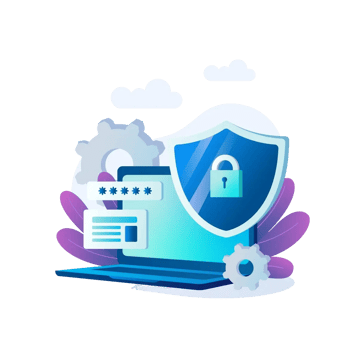 Padlock icon overlaying a network of data, illustrating the protection of data.