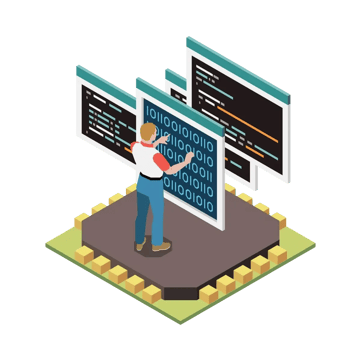 Illustration of an AI assistant helping a developer remove or clean up feature flags in code.