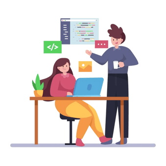 A developer juggling multiple software development tasks like coding, testing, and deployment at once.