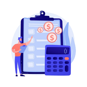 Business person calculating or planning budget with a calendar, indicating preparation for upcoming changes.