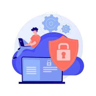 A concept image of an AI assistant with a warning symbol or glitch effect, representing potential security threats and vulnerabilities.